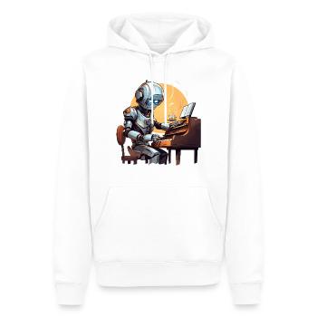 Le pianiste robotique - Sweat à capuche Premium bio Homme - blanc - Devant - Nico (187cm)