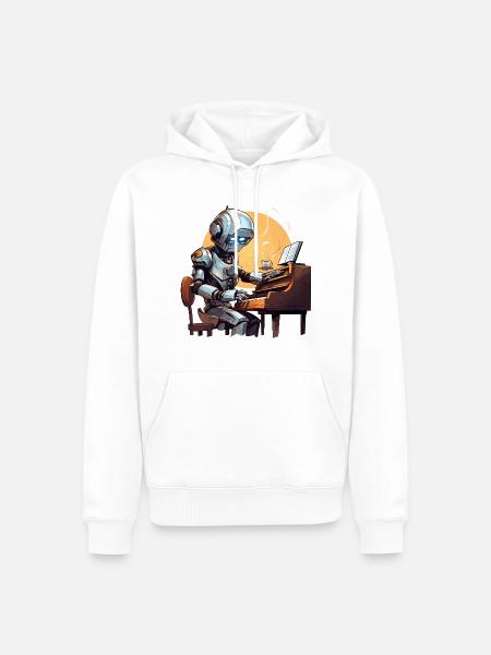 Der Roboter-Pianist - Männer Premium Bio Hoodie - Weiß