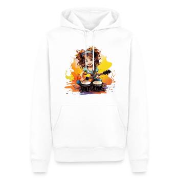 Der rhythmische Bongo-Spieler - Männer Premium Bio Hoodie - Weiß - Vorne - Nico (187cm)