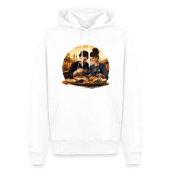 La Symphonie Épicurienne - Sweat à capuche Premium bio Homme - blanc - Devant - Nico (187cm)