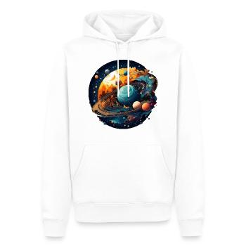 Die Planetengalerie - Männer Premium Bio Hoodie - Weiß - Vorne - Nico (187cm)