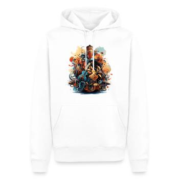 L’harmonie de l’instrument - Sweat à capuche Premium bio Homme - blanc - Devant - Nico (187cm)