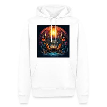 L’instrument Escape - Sweat à capuche Premium bio Homme - blanc - Devant - Nico (187cm)