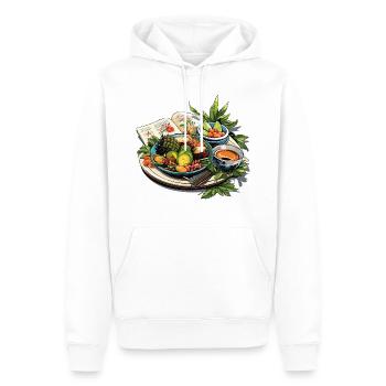 Délices côtiers - Sweat à capuche Premium bio Homme - blanc - Devant - Nico (187cm)