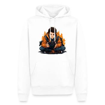 Capturer la société - Sweat à capuche Premium bio Homme - blanc - Devant - Nico (187cm)