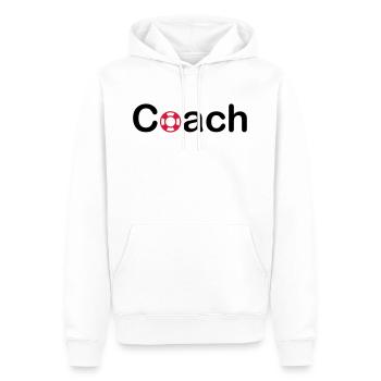 ★ design colors can be changed ★ Coach (lifebuoy) - Men’s Premium Organic Hoodie - white - Front - Nico (187cm)