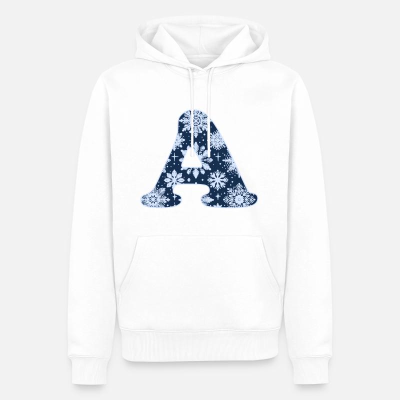 Buchstabe A Schneeflocken - Männer Premium Bio Hoodie - Weiß