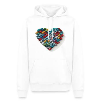 Toy Car Love : un dessin animé fantaisiste en forme de cœur - Sweat à capuche Premium bio Homme - blanc - Devant - Nico (187cm)