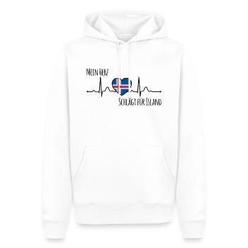 Mon cœur bat pour l’Islande la Scandinavie - Sweat à capuche Premium bio Homme - blanc - Devant - Nico (187cm)