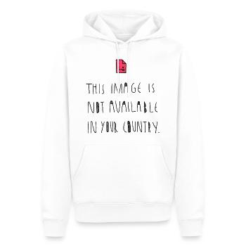 Image not available in your country - Spruch - Männer Premium Bio Hoodie - Weiß - Vorne - Nico (187cm)