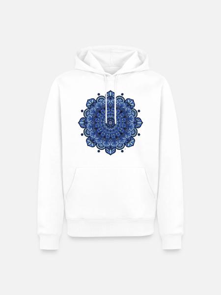 Mandala blau - Männer Premium Bio Hoodie - Weiß