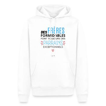 Futur parrain futur frère parrain demande parrain - Sweat à capuche Premium bio Homme - blanc - Devant - Nico (187cm)