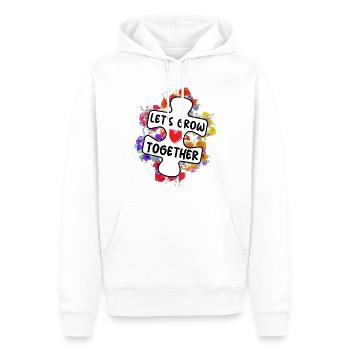 Grandissons ensemble Acceptation de l’autisme Don du cœur - Sweat à capuche Premium bio Homme - blanc - Devant - Nico (187cm)