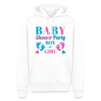 BABY SHOWER PARTY - BABYPARTY - BABYSCHAU - Männer Premium Bio Hoodie - Weiß - Vorne - Nico (187cm)