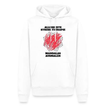 ALLERBESTE STRESS-THERAPIE - MANDALAS AUSMALEN - Männer Premium Bio Hoodie - Weiß - Vorne - Nico (187cm)
