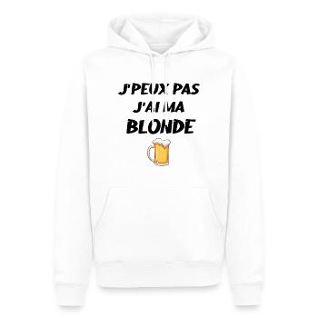 J'peux pas j ai ma blonde - Sweat à capuche Premium bio Homme - blanc - Devant - Nico (187cm)