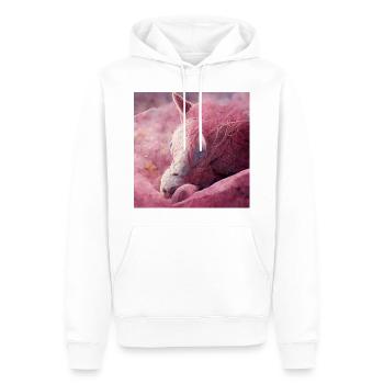 Bébé cheval gît sur le sol Rosa II - Sweat à capuche Premium bio Homme - blanc - Devant - Nico (187cm)