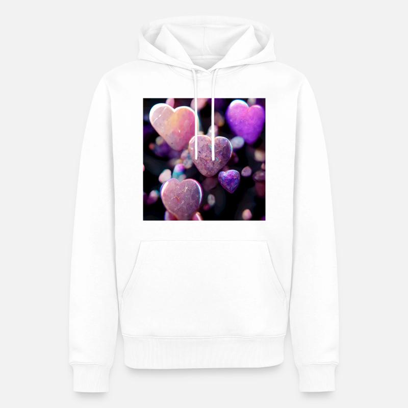 Lila Herzen fallen runter - Männer Premium Bio Hoodie - Weiß