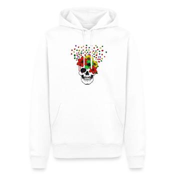 Skull with Flowers | Totenkopf mit Blumen | Farbig - Männer Premium Bio Hoodie - Weiß - Vorne - Nico (187cm)