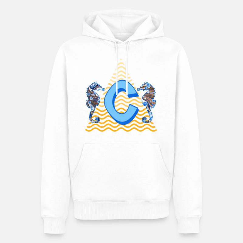 hippocampe e 262 c - Sweat à capuche Premium bio Homme - blanc