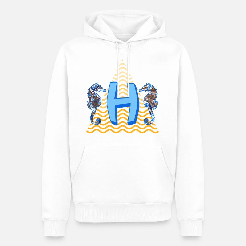 Hippocampe e 262 h - Sweat à capuche Premium bio Homme - blanc