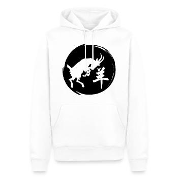 Caractère Chinois Bélier Astrologie Chinoise - Sweat à capuche Premium bio Homme - blanc - Devant - Nico (187cm)