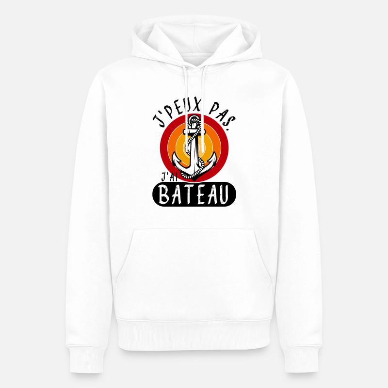 J'peux pas j'ai bateau - rétro - Sweat à capuche Premium bio Homme - blanc