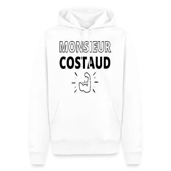 Monsieur costaud humour homme cadeau - Sweat à capuche Premium bio Homme - blanc - Devant - Nico (187cm)