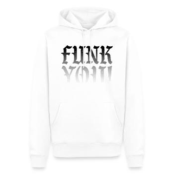 Funk you - Männer Premium Bio Hoodie - Weiß - Vorne - Nico (187cm)