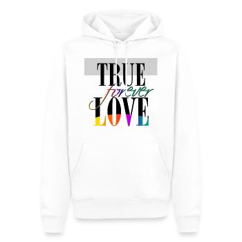 True Love forever - Männer Premium Bio Hoodie - Weiß - Vorne - Nico (187cm)