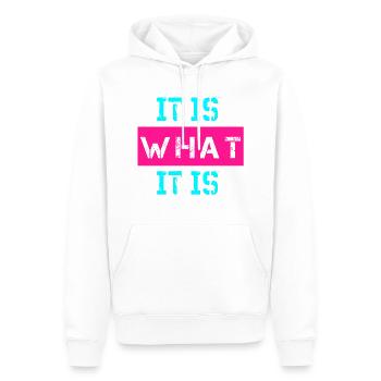 It is what it is Design - Männer Premium Bio Hoodie - Weiß - Vorne - Nico (187cm)