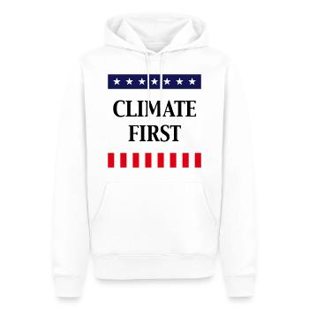 Climate First / Stars & Stripes (Klimawandel) - Männer Premium Bio Hoodie - Weiß - Vorne - Nico (187cm)