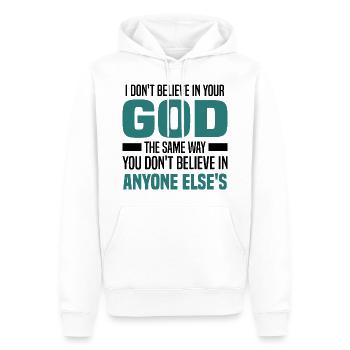 Athéisme - Sweat à capuche Premium bio Homme - blanc - Devant - Nico (187cm)