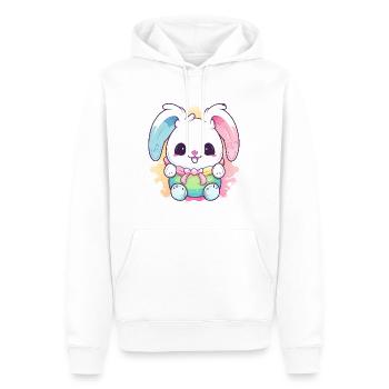 Lapin de Pâques Bleu Rose - Sweat à capuche Premium bio Homme - blanc - Devant - Nico (187cm)