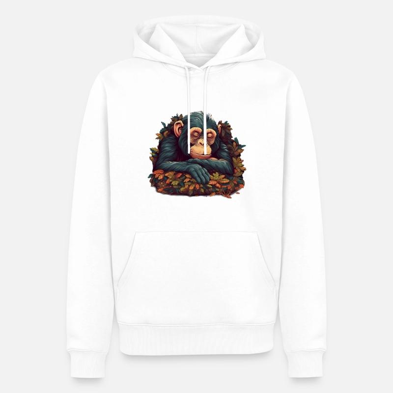 schlafender Schimpanse - Männer Premium Bio Hoodie - Weiß