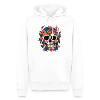 Skull composed of flower - Men’s Premium Organic Hoodie - white - Front - Nico (187cm)