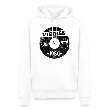 Millésime 1986 - Sweat à capuche Premium bio Homme - blanc - Devant - Nico (187cm)