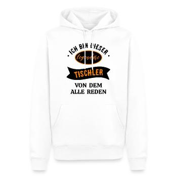 ICH BIN DIESER LEGENDÄRE TISCHLER VON DEM ALLE - Männer Premium Bio Hoodie - Weiß - Vorne - Nico (187cm)