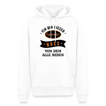 ICH BIN DIESER LEGENDÄRE BOSS VON DEM ALLE REDEN - Männer Premium Bio Hoodie - Weiß - Vorne - Nico (187cm)