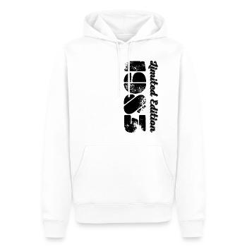 Millésime 1983 - Sweat à capuche Premium bio Homme - blanc - Devant - Nico (187cm)
