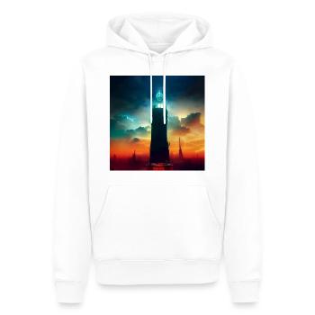 Der Turm - Männer Premium Bio Hoodie - Weiß - Vorne - Nico (187cm)