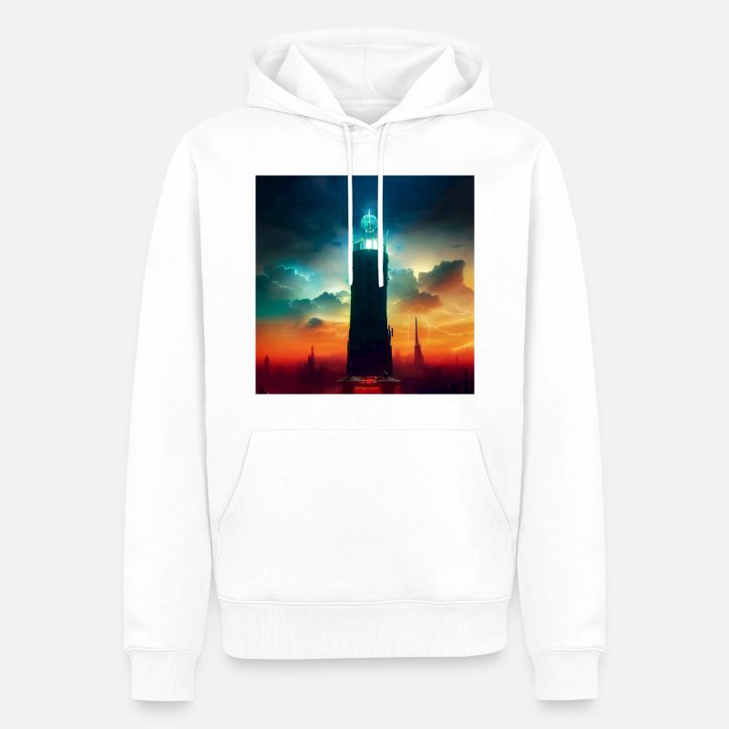 Der Turm - Männer Premium Bio Hoodie - Weiß