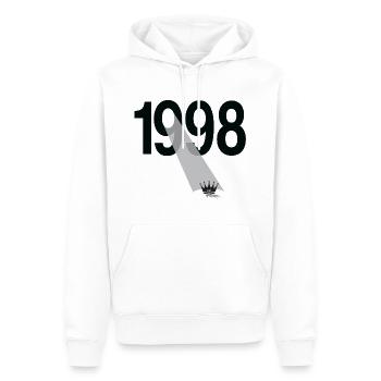 Millésime 1998 - Sweat à capuche Premium bio Homme - blanc - Devant - Nico (187cm)