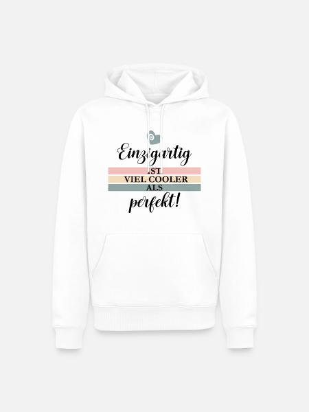 Einzigartig - Männer Premium Bio Hoodie - Weiß