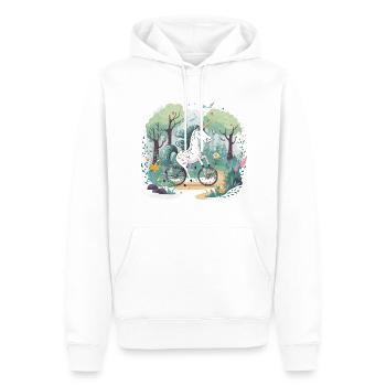 Einhorn auf dem Fahrrad - Männer Premium Bio Hoodie - Weiß - Vorne - Nico (187cm)