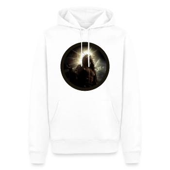 VIVEZ LIBRES LES ORGUEILLEUX - MON SAUVEUR, MON HÉROS - Sweat à capuche Premium bio Homme - blanc - Devant - Nico (187cm)