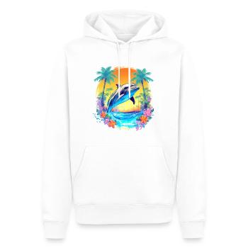 Palm Beach Dolphine - Männer Premium Bio Hoodie - Weiß - Vorne - Nico (187cm)