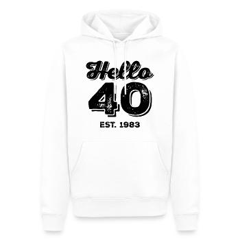 Millésime 1983 - Sweat à capuche Premium bio Homme - blanc - Devant - Nico (187cm)