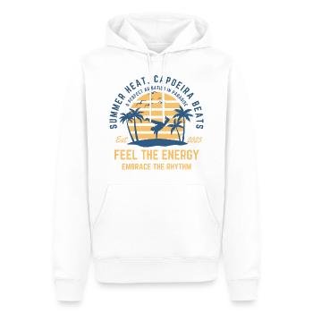 Capoeira été sur la plage sous les palmiers - Sweat à capuche Premium bio Homme - blanc - Devant - Nico (187cm)