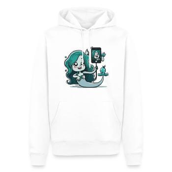 Sirène aimant les selfies - Sweat à capuche Premium bio Homme - blanc - Devant - Nico (187cm)